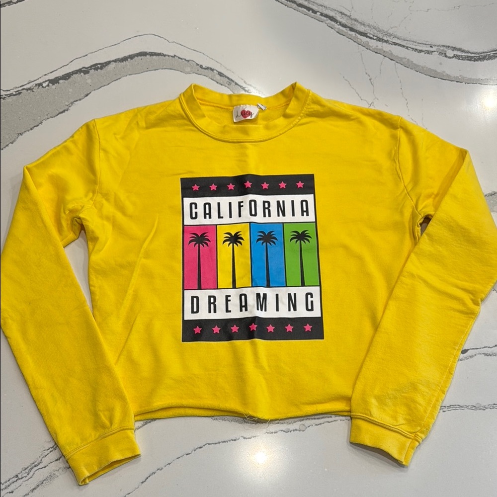 Lucy Girls California Dreaming Cropped French Terry Sweatshirt Size L